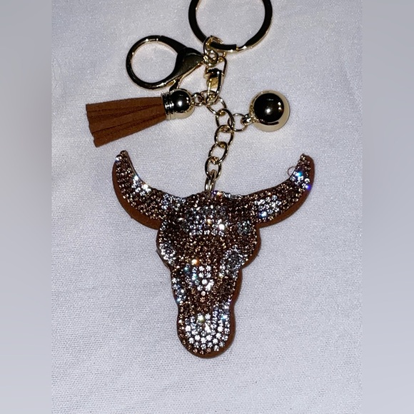 Western Texas longhorn rhinestone keychain - Picture 3 of 5